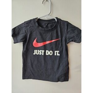 Nike Toddler T-Shirt Black Red Swoosh "Just Do It" Graphic Tee Size 3T